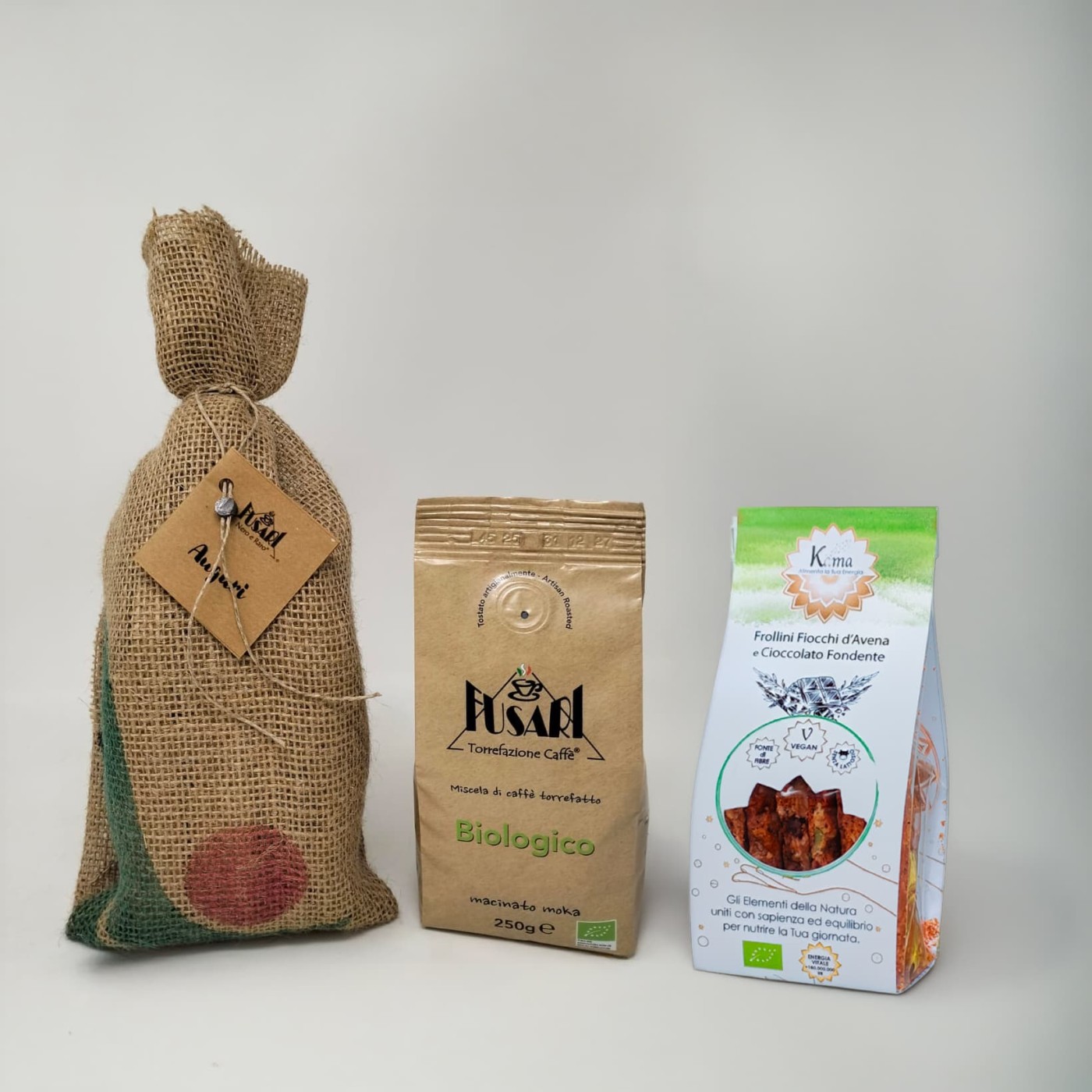 ORGANIC JUTE GIFT BOX + BISCUITS Caffè Fusari
