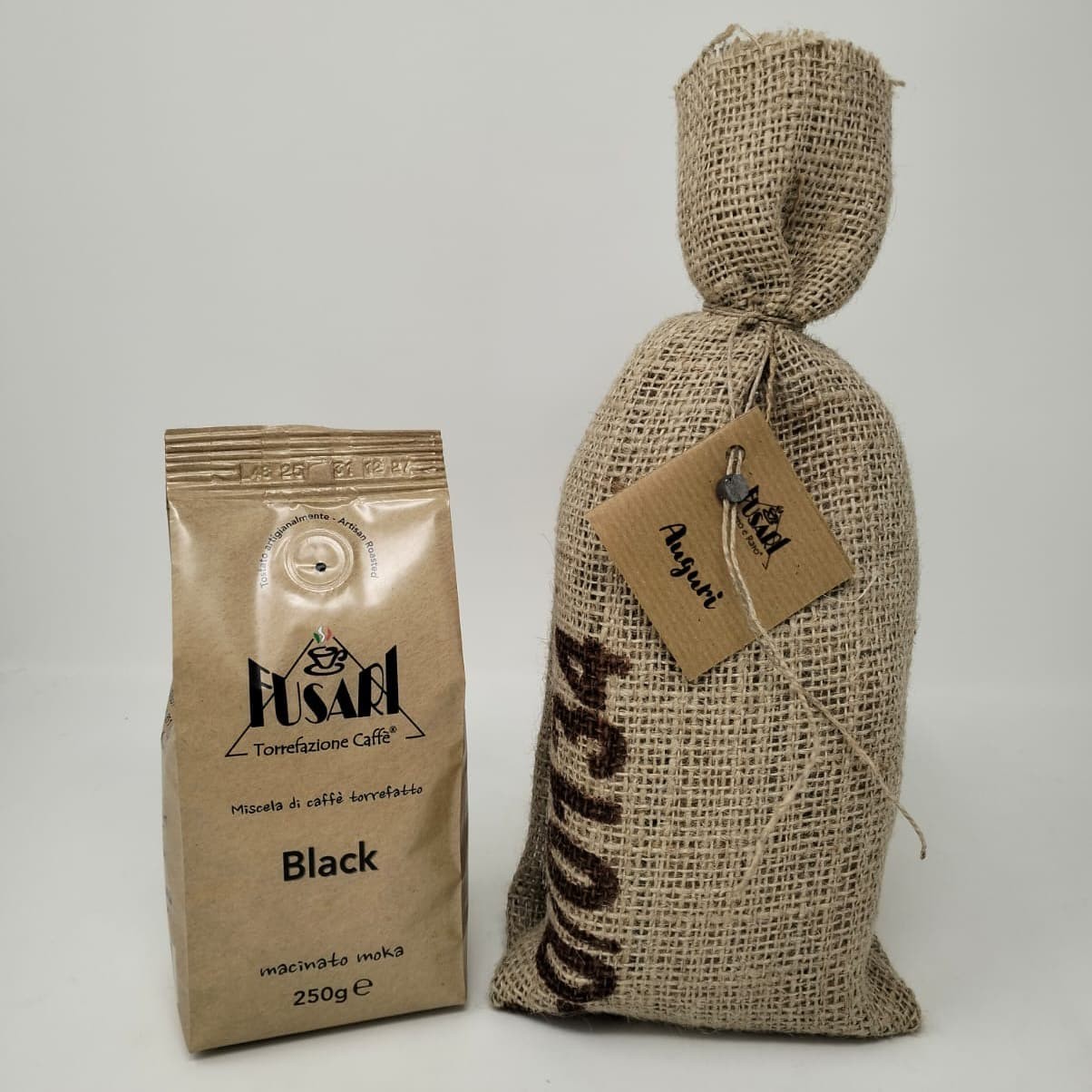 BLACK COFFEE JUTE GIFT BOX Caffè Fusari